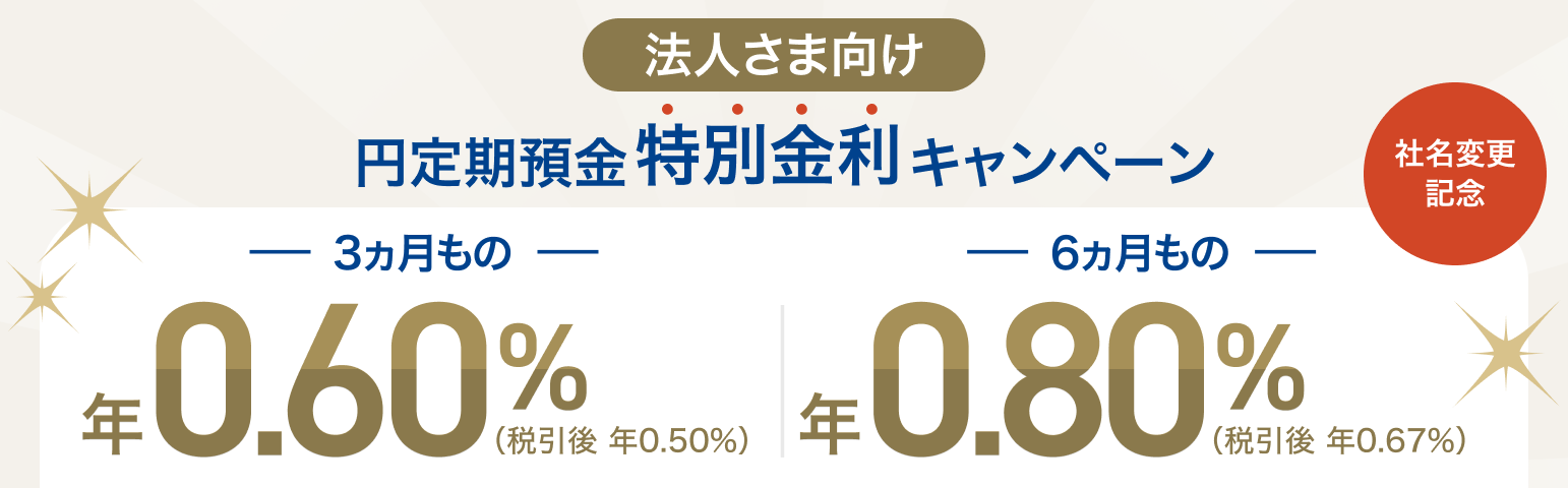 法人さま向け 円定期預金特別金利キャンペーン