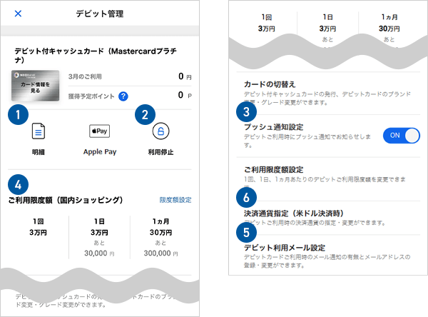 キャプチャ：デビット管理画面